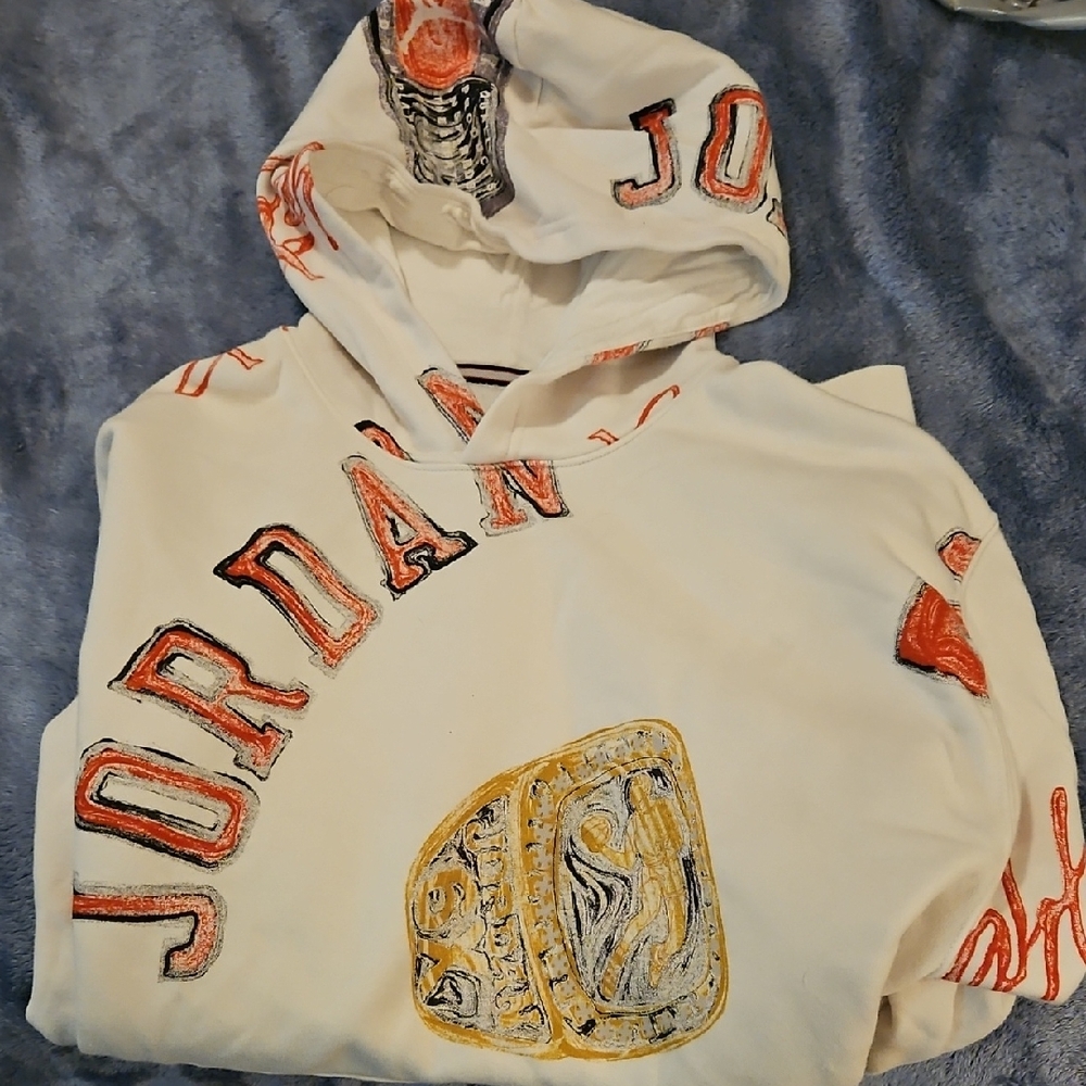 Jordan Cream Hoodie with Graphic Details